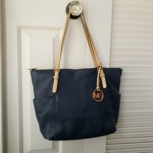 Michael Kors Jet Set East West Top Zip Navy Tote